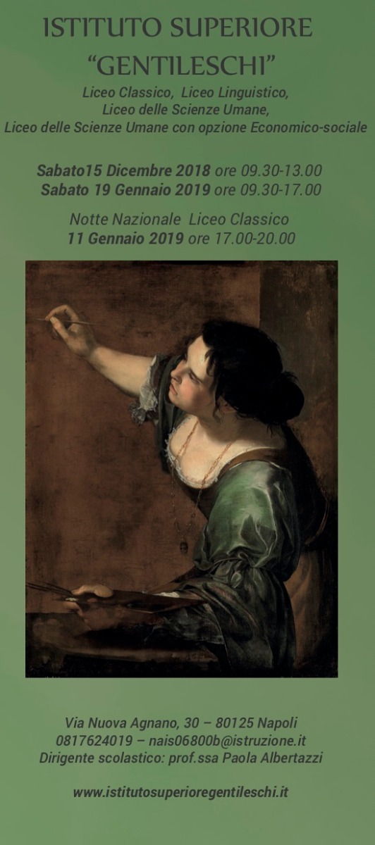 Open day Gentileschi 2019 15 dicembre 2018 e 19 gennaio 2019